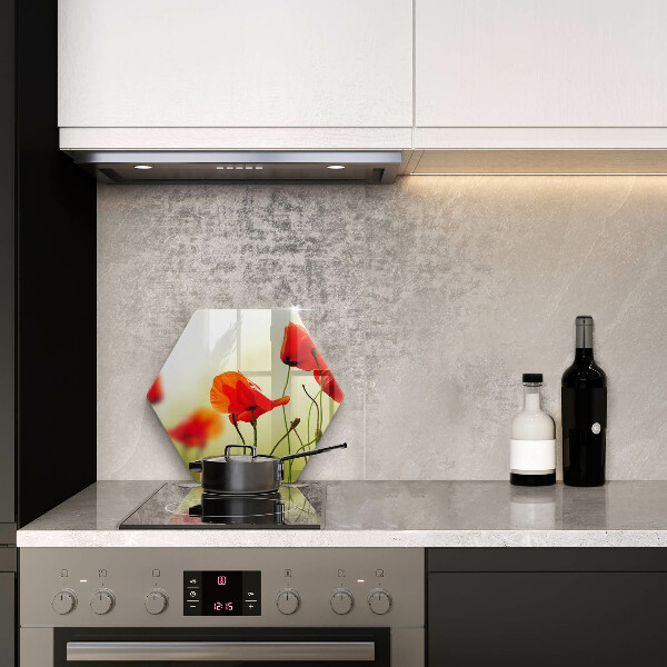 Kuchynská doska veľká zo skla Červené kvety maku