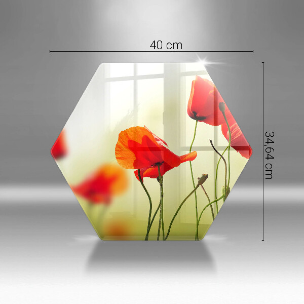 Kuchynská doska veľká zo skla Červené kvety maku