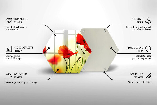 Kuchynská doska veľká zo skla Červené kvety maku