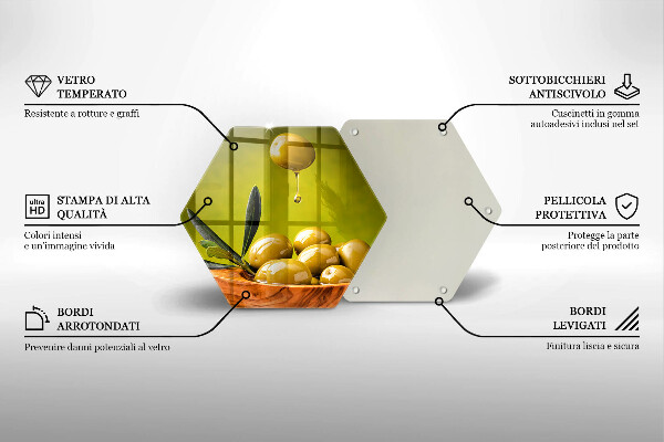 Kuchynská doska veľká zo skla Chutné olivy