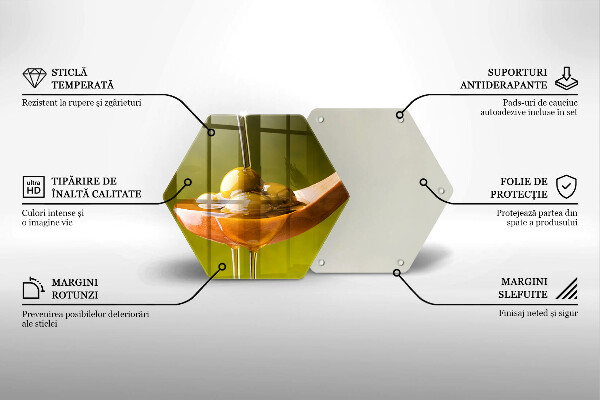 Kuchynská doska veľká zo skla Olivový olej a olivy