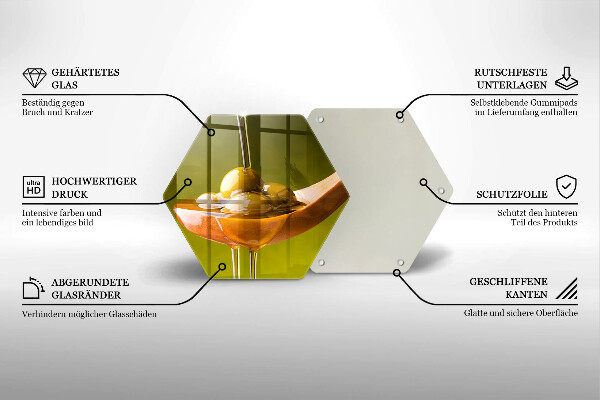 Kuchynská doska veľká zo skla Olivový olej a olivy