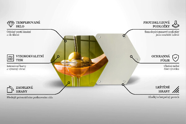 Kuchynská doska veľká zo skla Olivový olej a olivy