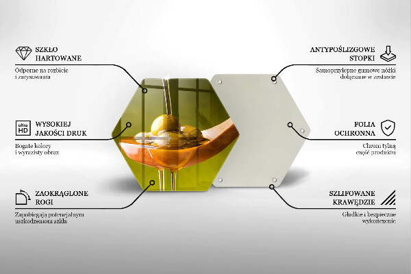 Kuchynská doska veľká zo skla Olivový olej a olivy