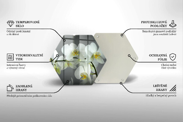 Kuchynská doska veľká zo skla Biele kvety orchideí