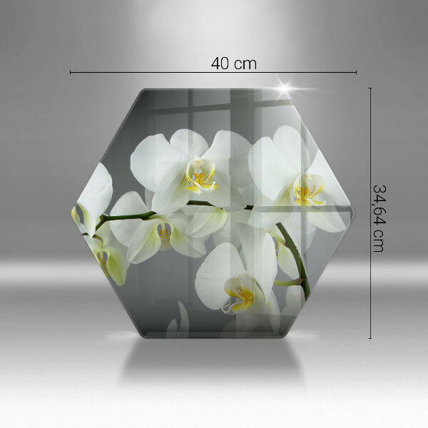 Kuchynská doska veľká zo skla Biele kvety orchideí