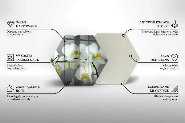 Kuchynská doska veľká zo skla Biele kvety orchideí