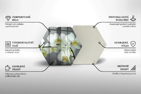 Kuchynská doska veľká zo skla Biele kvety orchideí