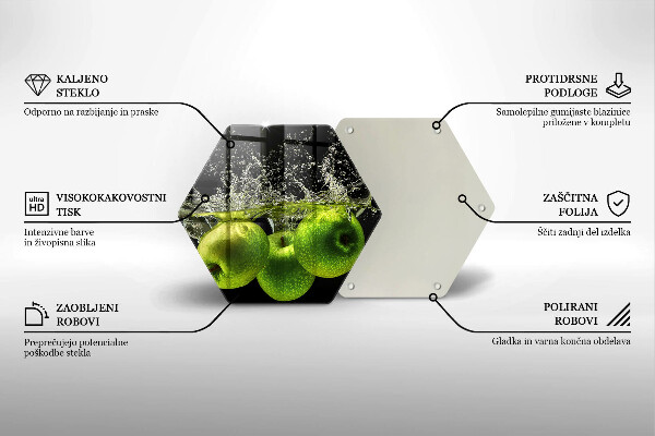 Kuchynská doska zo skla Zelené jablká a voda