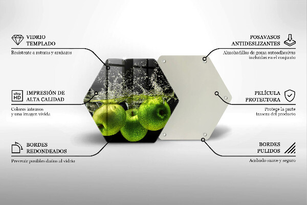 Kuchynská doska zo skla Zelené jablká a voda