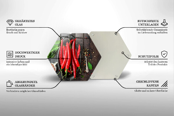 Kuchynská doska zo skla Červené chilli papričky