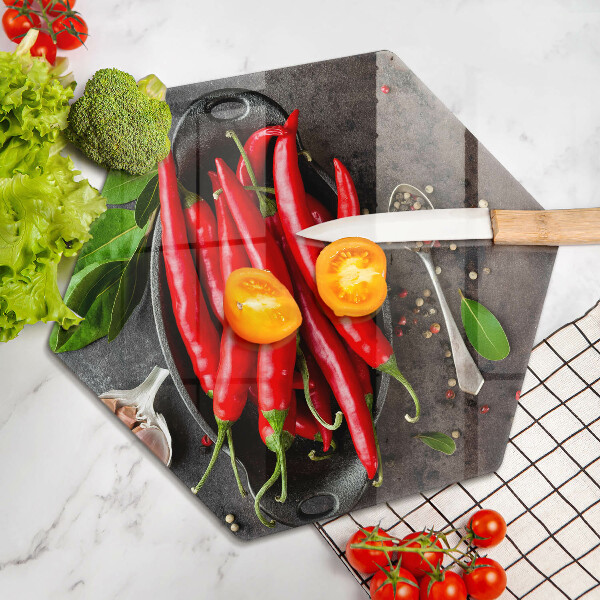 Kuchynská doska zo skla Červené chilli papričky