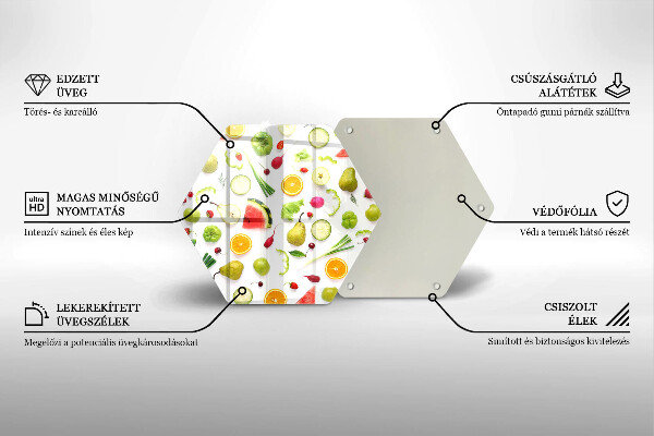 Kuchynská doska veľká zo skla Vzor ovocia a zeleniny