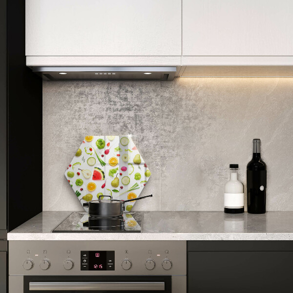 Kuchynská doska veľká zo skla Vzor ovocia a zeleniny