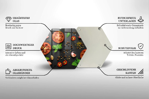 Kuchynská doska veľká zo skla Paradajky a korenie