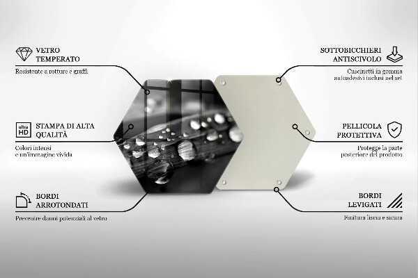 Kuchynská doska veľká zo skla Kvapky rosy na listoch