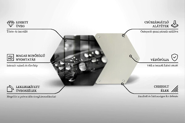 Kuchynská doska veľká zo skla Kvapky rosy na listoch