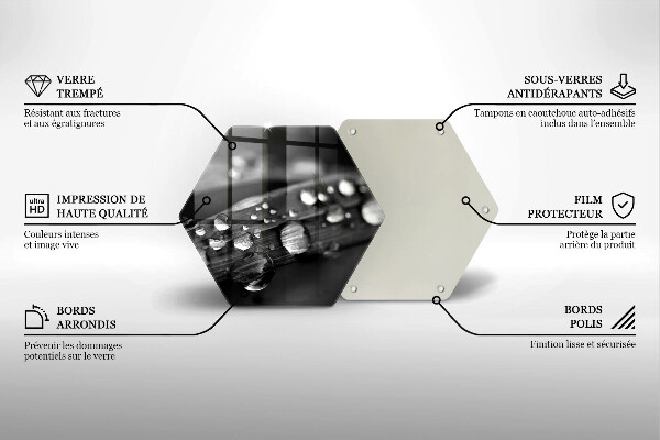Kuchynská doska veľká zo skla Kvapky rosy na listoch