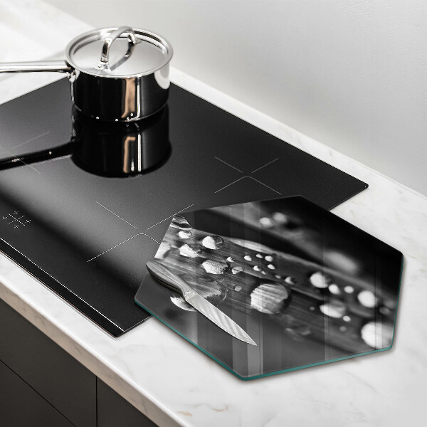 Kuchynská doska veľká zo skla Kvapky rosy na listoch