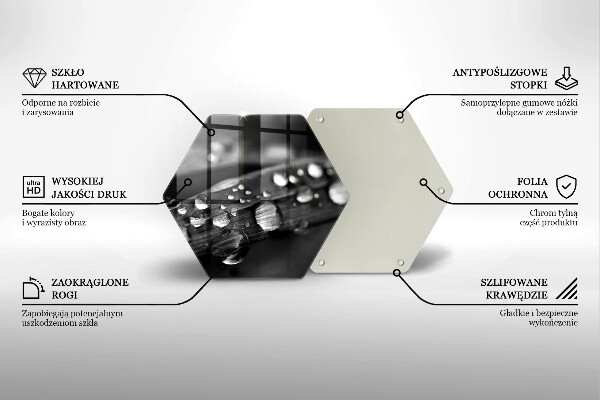 Kuchynská doska veľká zo skla Kvapky rosy na listoch