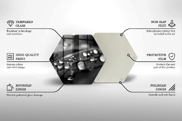 Kuchynská doska veľká zo skla Kvapky rosy na listoch