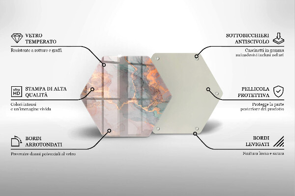 Kuchynská doska zo skla Mramor so zlatom