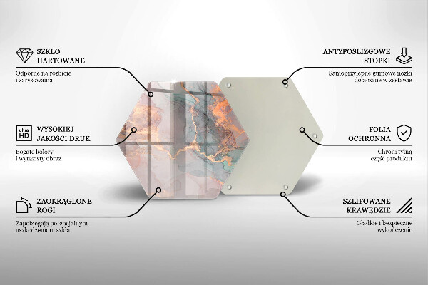 Kuchynská doska zo skla Mramor so zlatom