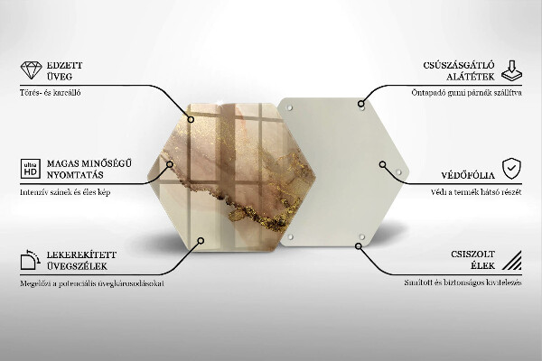 Kuchynská doska veľká zo skla Zlatá abstrakcia