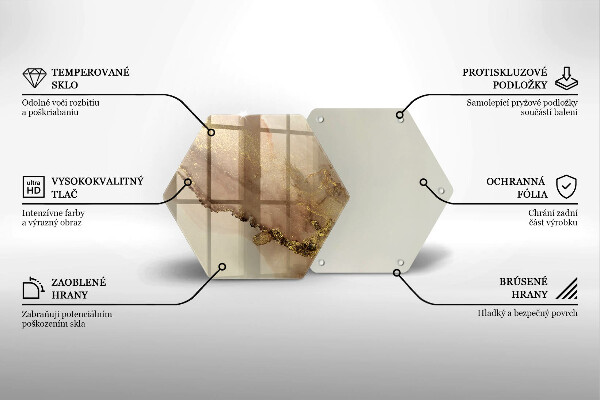 Kuchynská doska veľká zo skla Zlatá abstrakcia