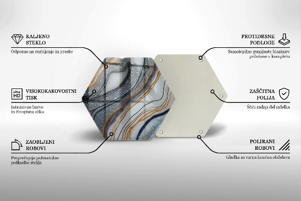 Kuchynská doska veľká zo skla skala so zlatom