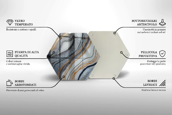 Kuchynská doska veľká zo skla skala so zlatom