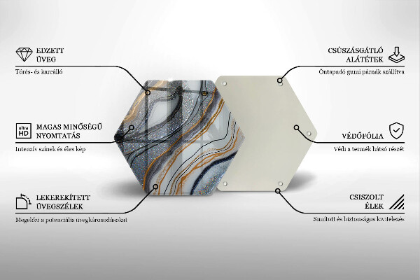 Kuchynská doska veľká zo skla skala so zlatom