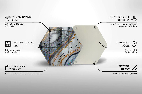 Kuchynská doska veľká zo skla skala so zlatom