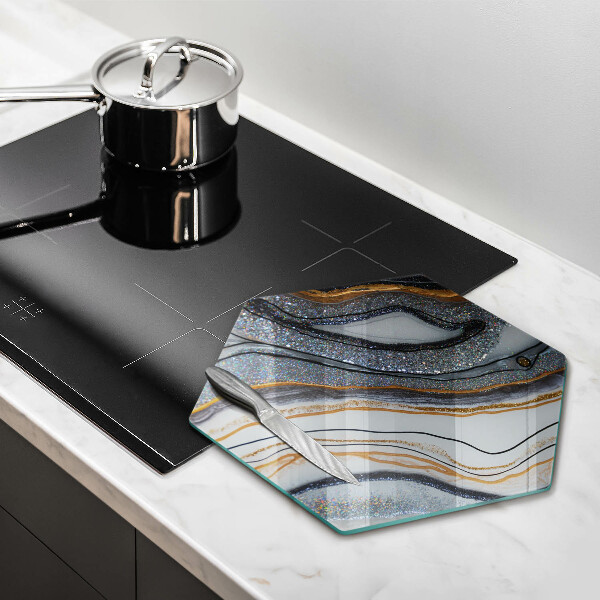 Kuchynská doska veľká zo skla skala so zlatom