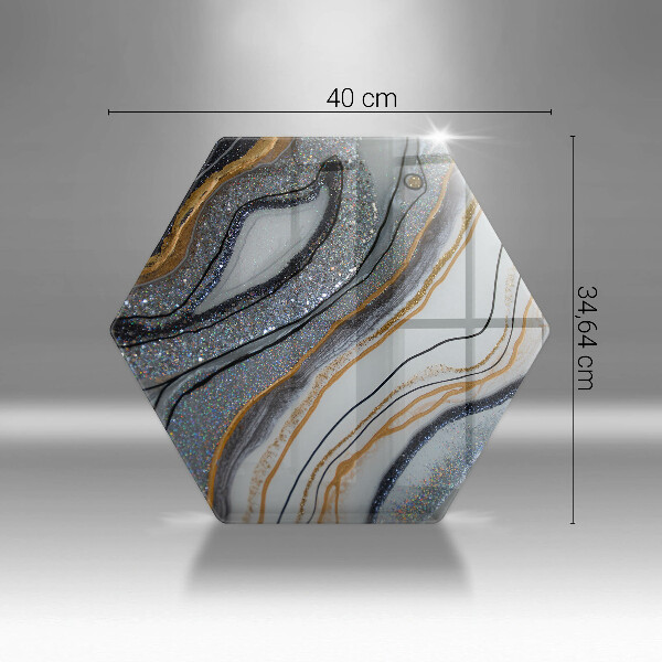 Kuchynská doska veľká zo skla skala so zlatom