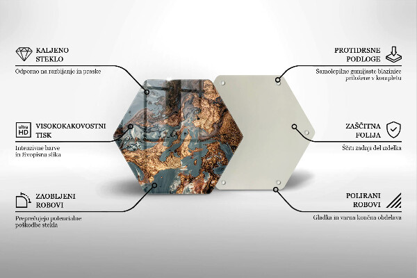 Kuchynská doska veľká zo skla Zlatá skalná štruktúra