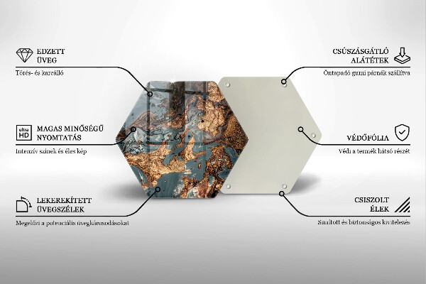 Kuchynská doska veľká zo skla Zlatá skalná štruktúra