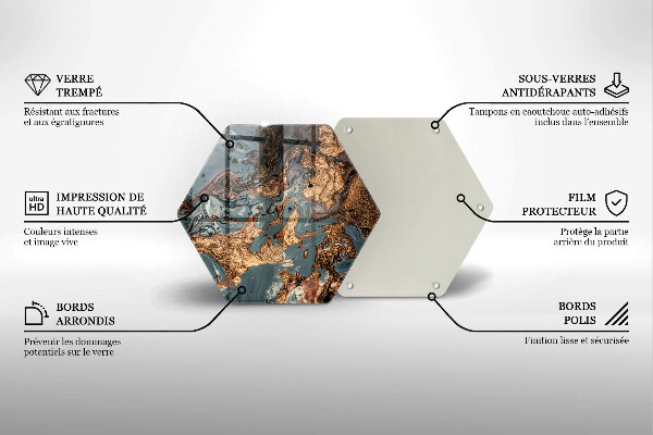 Kuchynská doska veľká zo skla Zlatá skalná štruktúra