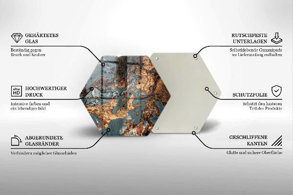 Kuchynská doska veľká zo skla Zlatá skalná štruktúra
