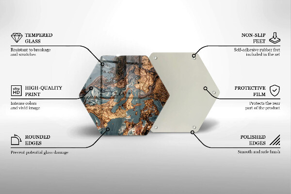 Kuchynská doska veľká zo skla Zlatá skalná štruktúra