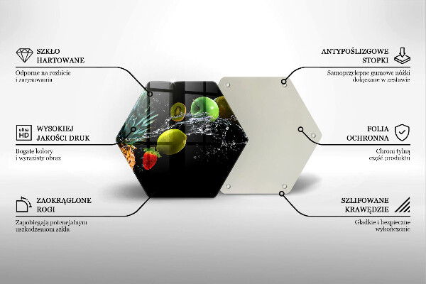 Kuchynská doska veľká zo skla Ovocie vo vode