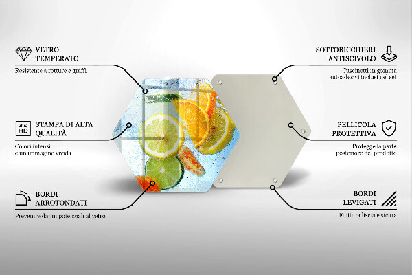 Kuchynská doska veľká zo skla Šťavnatá citrusová voda