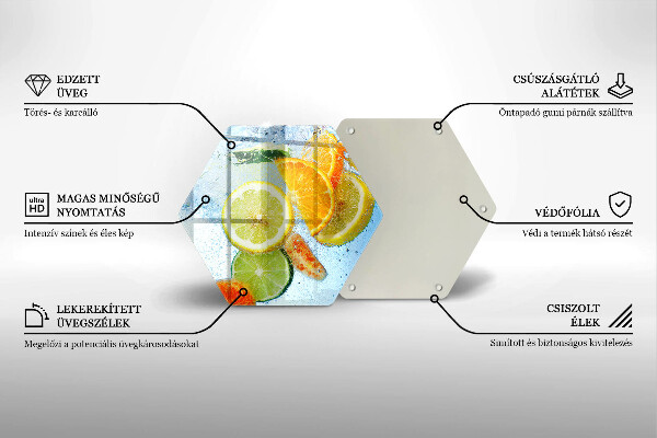 Kuchynská doska veľká zo skla Šťavnatá citrusová voda