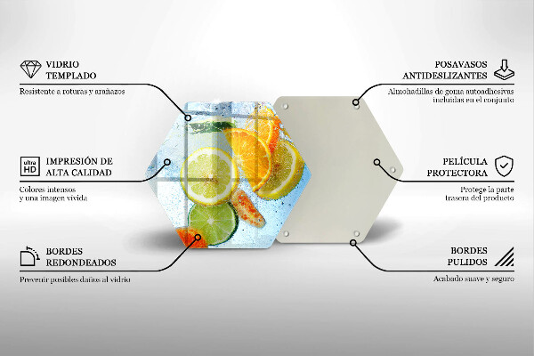 Kuchynská doska veľká zo skla Šťavnatá citrusová voda