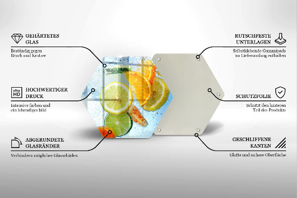 Kuchynská doska veľká zo skla Šťavnatá citrusová voda