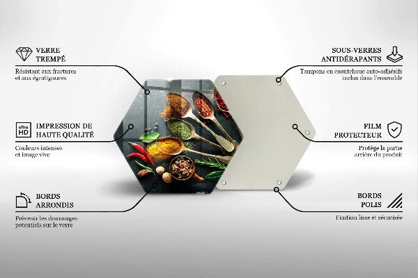 Kuchynská doska zo skla Kuchynské lyžice korenia
