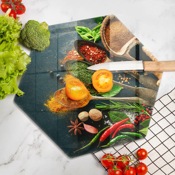 Kuchynská doska zo skla Lyžičky kuchynského korenia