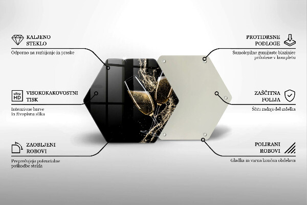 Kuchynská doska veľká zo skla Poháre na šampanské