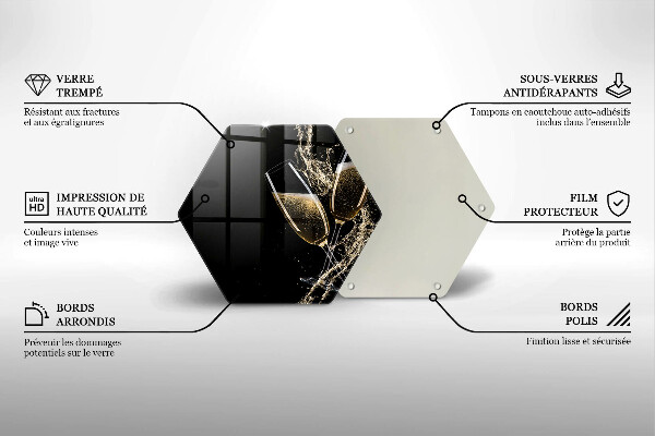 Kuchynská doska veľká zo skla Poháre na šampanské