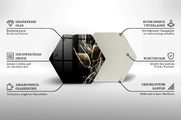 Kuchynská doska veľká zo skla Poháre na šampanské